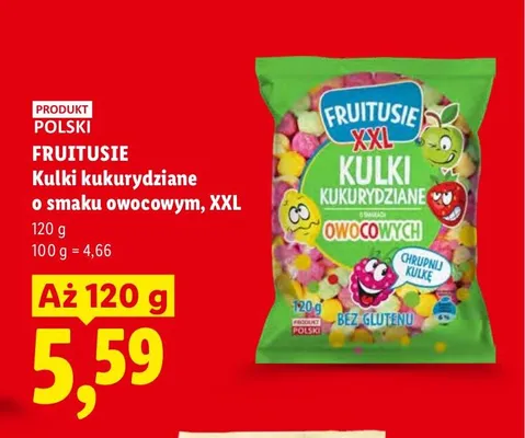 Kulki kukurydziane o smaku owocowym XXL Fruitusie promocja w Lidl