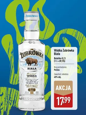Wódka Żubrówka Biała promocja w Aldi
