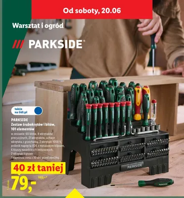 Zestaw śrubokrętów i bitów Parkside 101 elementów promocja w Lidl