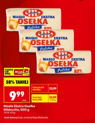 Masło Ekstra Osełka 82% promocja w Biedronka