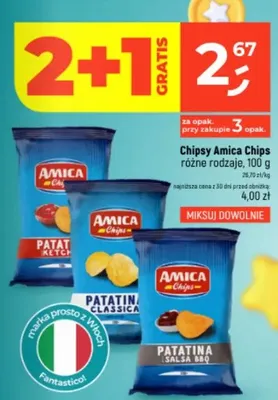 Chipsy Amica Chips Patatina Salsa BBQ promocja w Dealz