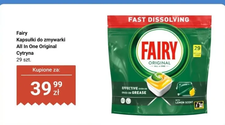 Kapsułki do zmywarki All In One Original Cytryna promocja w Biedronka