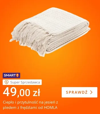 Pled z frędzlami Homla promocja w Allegro