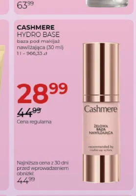 Baza pod makijaż nawilżająca Cashmere Hydro Base promocja w Drogerie Jawa