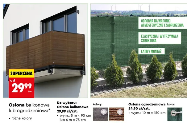 Osłona balkonowa brązowa promocja w Biedronka