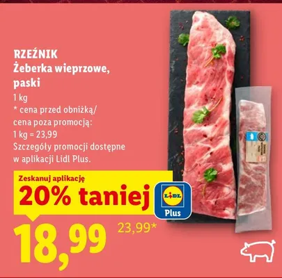 Żeberka wieprzowe, paski promocja w Lidl