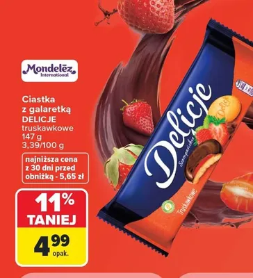 Ciastka z galaretką Delicje truskawkowe promocja w Carrefour