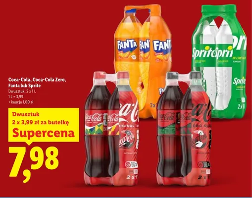 Napój gazowany Fanta 2-pak 1l promocja w Lidl