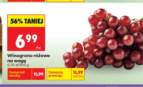 Winogrona różowe promocja w Biedronka
