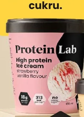 Lody Protein Lab High protein ice cream strawberry vanilla flavour bez dodatku cukru promocja w Netto