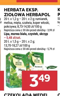 Herbata ekspresowa ziołowa mięta Herbapol promocja w Stokrotka