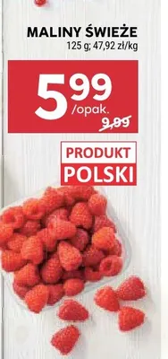 Maliny świeże polskie promocja w Stokrotka