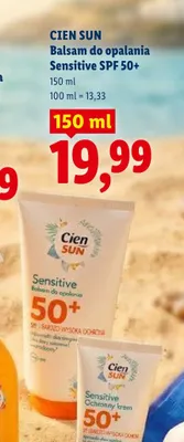 Balsam do opalania Sensitive SPF 50+ Cien Sun promocja w Lidl