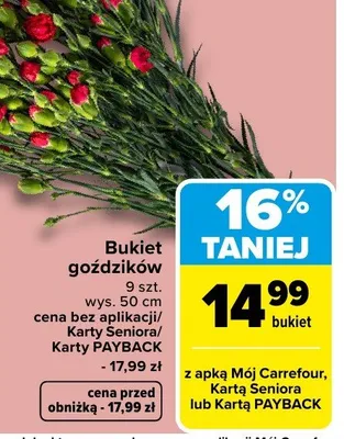 Bukiet goździków promocja w Carrefour
