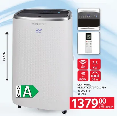 Klimatyzator Clatronic CL 3750 12000 BTU 3,5KW WiFi 75,2cm promocja w Selgros