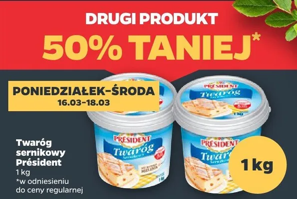 Twaróg sernikowy Président promocja w Netto