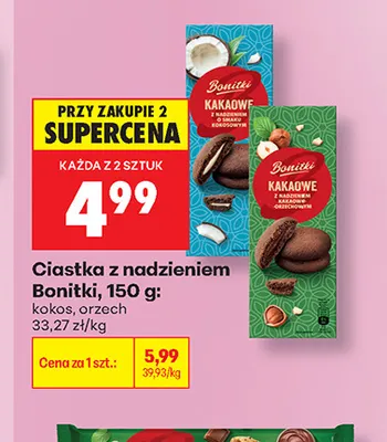 Ciastka z nadzieniem Bonitki kokos promocja w Biedronka