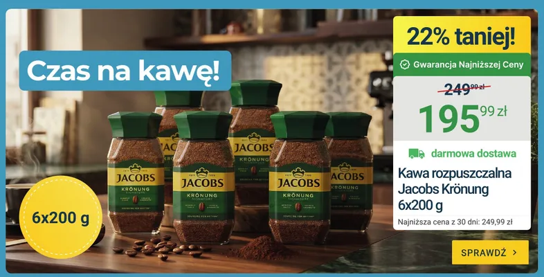 Kawa rozpuszczalna Jacobs Krönung 6-pak 200g promocja w ERLI