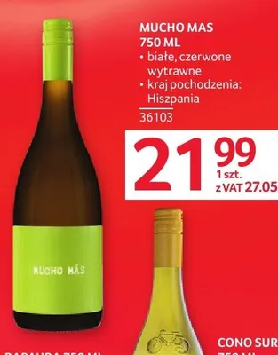 Wino Mucho Mas czerwone wytrawne Hiszpania promocja w Selgros