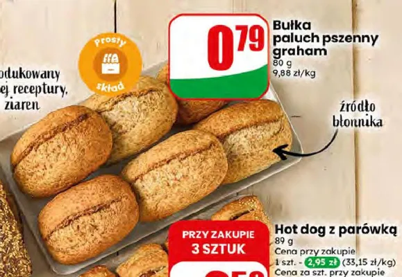 Bułka paluch pszenny graham promocja w Dino