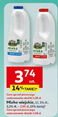 Mleko wiejskie promocja w Auchan
