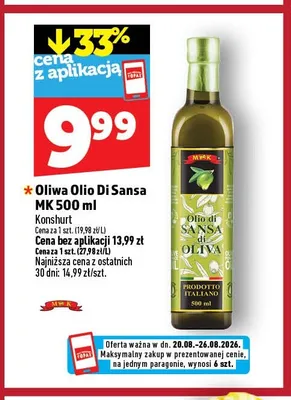 Oliwa Olio Di Sansa MK promocja w TOPAZ