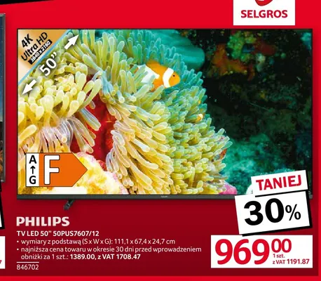 Telewizor LED 50'' 50PUS7607/12 Philips promocja w Selgros