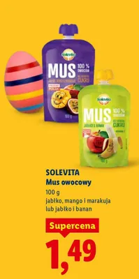 Mus owocowy jabłko, mango i marakuja lub jabłko i banan Solevita promocja w Lidl
