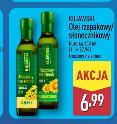 Olej słonecznikowy tłoczony na zimno Kujawski promocja w Aldi