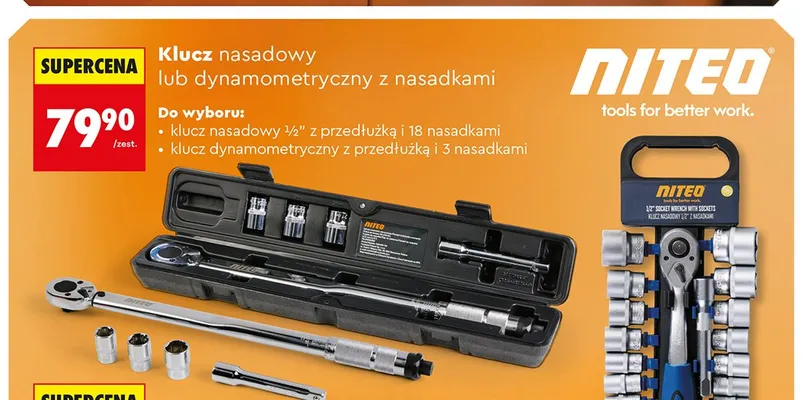 Klucz nasadowy lub dynamometryczny z nasadkami promocja w Biedronka
