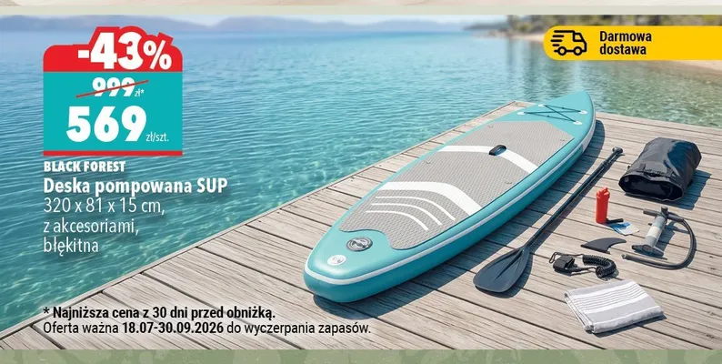 Deska pompowana SUP Black Forest promocja w Biedronka Home
