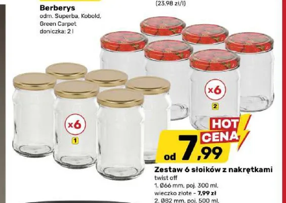Zestaw 6 słoików z nakrętkami twist off Ø82 mm 500 ml promocja w Bricomarche