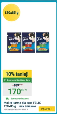 Mokra karma dla kota FELIX Fantastic 120-pak 85 g mix smaków promocja w ERLI