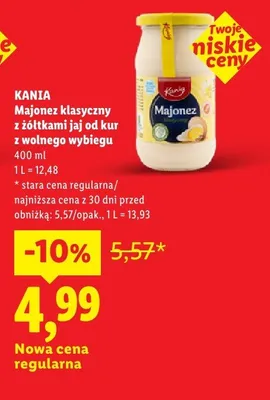 Majonez klasyczny z żółtkami jaj od kur z wolnego wybiegu Kania promocja w Lidl