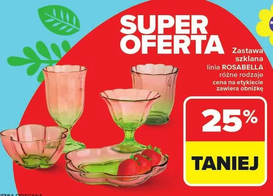 Zastawa szklana linia Rosabella różne rodzaje promocja w Carrefour Market