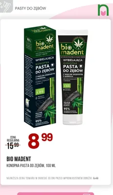Konopna pasta do zębów z węglem drzewnym z bambusa promocja w Drogerie Natura