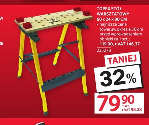 Stół warsztatowy 60x24x80 cm Topex promocja w Selgros