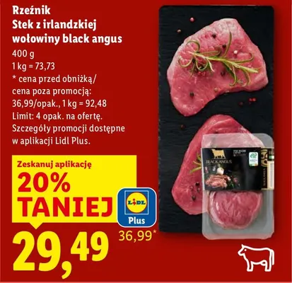 Stek z irlandzkiej wołowiny black angus promocja w Lidl