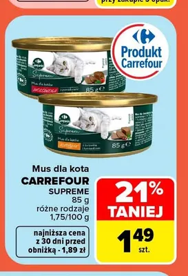 Mus dla kota Carrefour Supreme promocja w Carrefour
