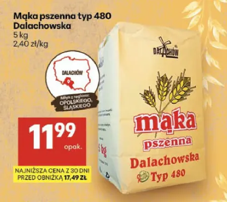 Mąka pszenna typ 480 Dalachowska promocja w Delikatesy Centrum