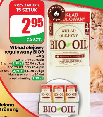 Wkład olejowy regulowany BIO9 Bio Oil promocja w Dino