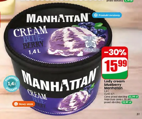 Lody cream blueberry Manhattan promocja w Dino