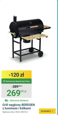 Grill węglowy z kominem i kółkami promocja w ERLI