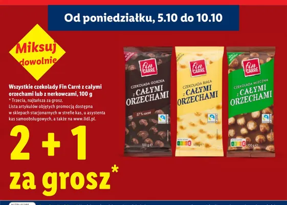 Czekolada mleczna z całymi orzechami Fin Carré promocja w Lidl