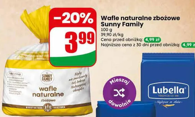 Wafle naturalne zbożowe promocja w Dino