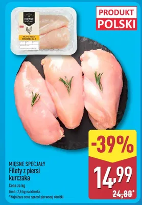 Filety z piersi kurczaka Mięsne Specjały promocja w Aldi
