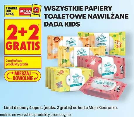 Papiery toaletowe nawilżane Dada Kids promocja w Biedronka