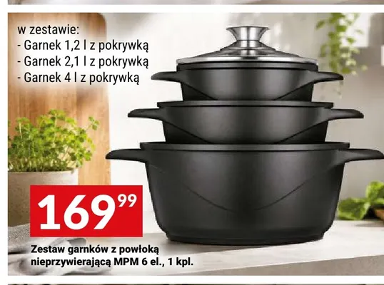 Zestaw garnków z powłoką nieprzywierającą Mpm 6 el. promocja w Twój Market