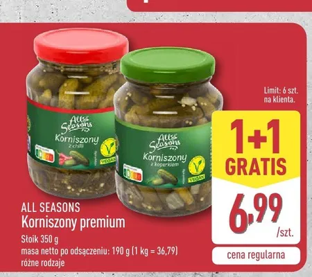 Korniszony premium z koperkiem All Seasons promocja w Aldi