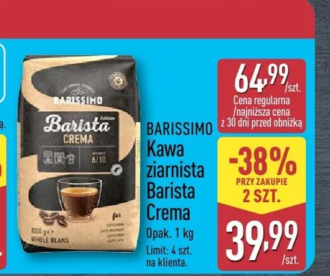 Kawa ziarnista Barista Crema BARISSIMO promocja w Aldi